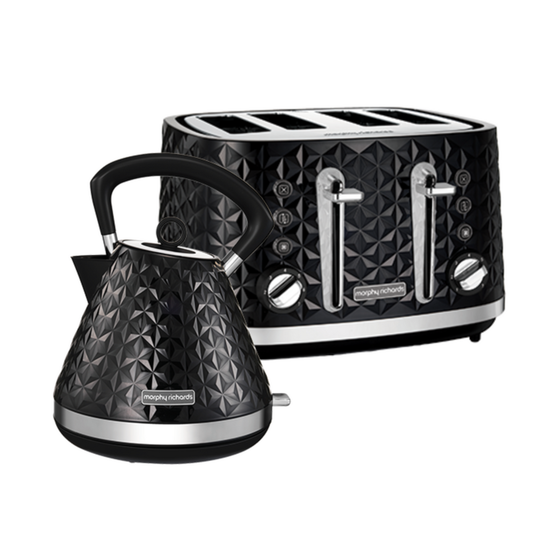 Vector Black Kettle and Toaster Set