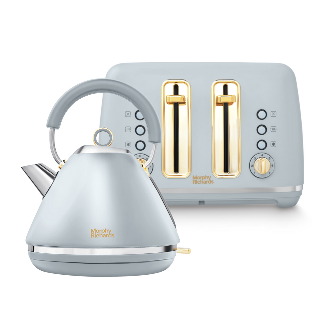 Accents Gold Ocean Grey Kettle and Toaster Set