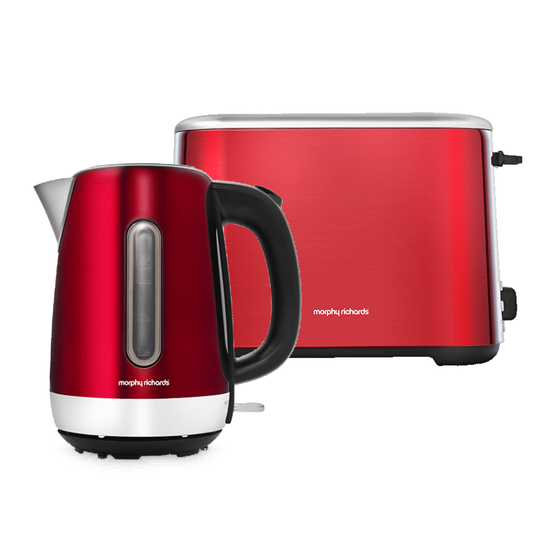 Equip Morphy Metalic Red Kettle and Toaster Set