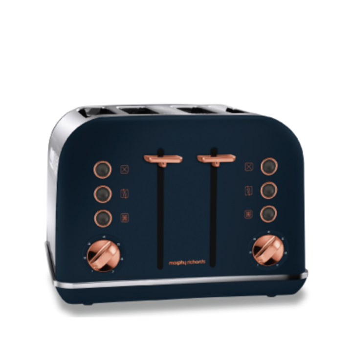 Accents Rose Gold 4-Slice Toaster Blue