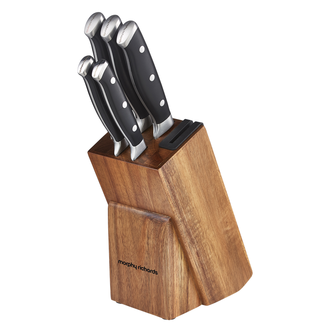 5 Piece Knife Block Set With Sharpener