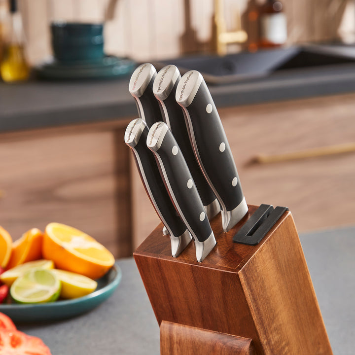 5 Piece Knife Block Set With Sharpener