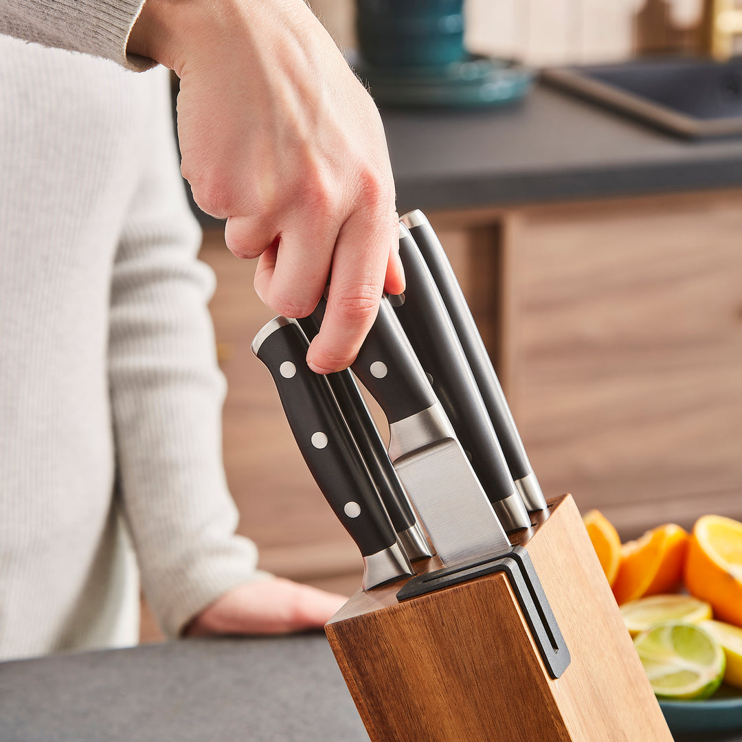 5 Piece Knife Block Set With Sharpener