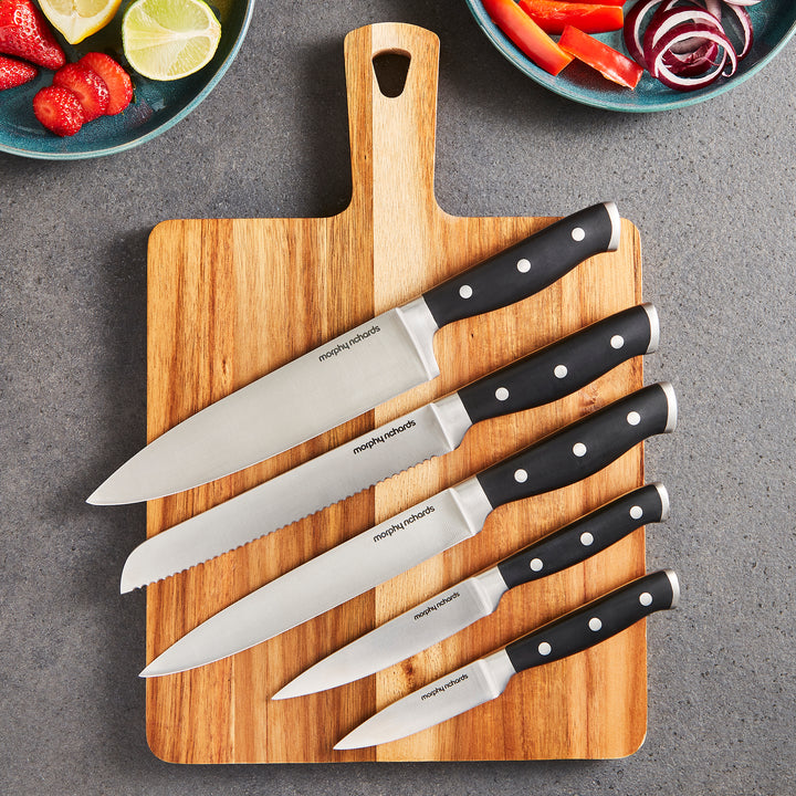 5 Piece Knife Block Set With Sharpener