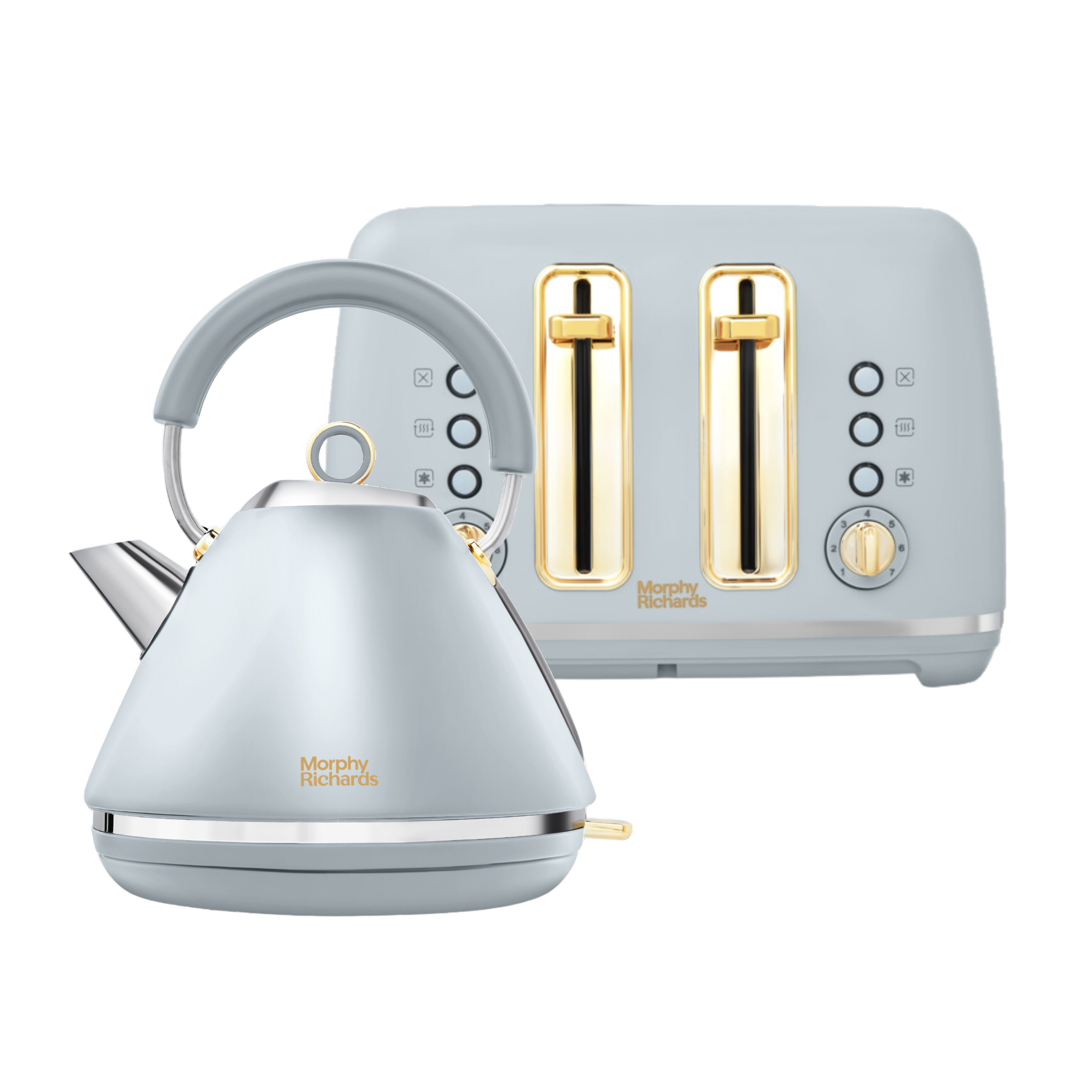 Accents Gold Ocean Grey Kettle and Toaster Set Morphy Richards UK