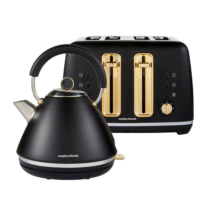 Accents Gold Black Kettle and Toaster Set