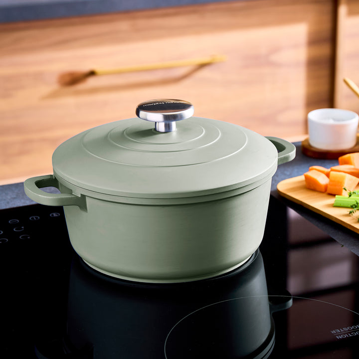 20cm Cast Aluminium Casserole Dish - Green
