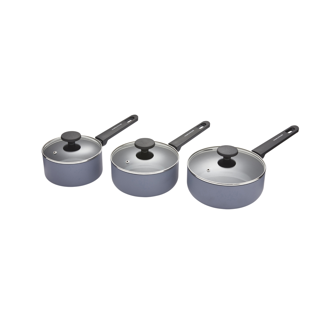 3 Piece Recycled Aluminium Saucepan Set - Grey