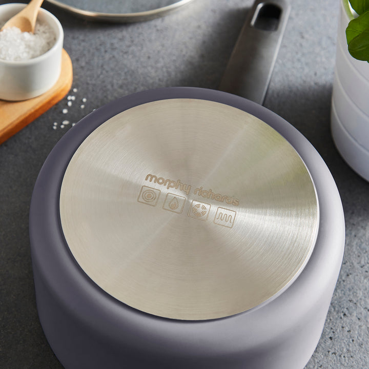 3 Piece Recycled Aluminium Saucepan Set - Grey