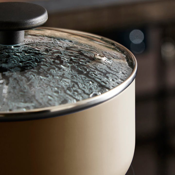 3 Piece Recycled Aluminium Saucepan Set - Cream