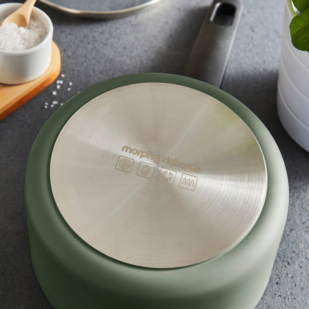 5 Piece Recycled Aluminium Saucepan Set - Green