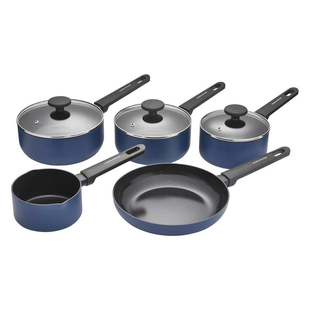5 Piece Recycled Aluminium Saucepan Set - Blue