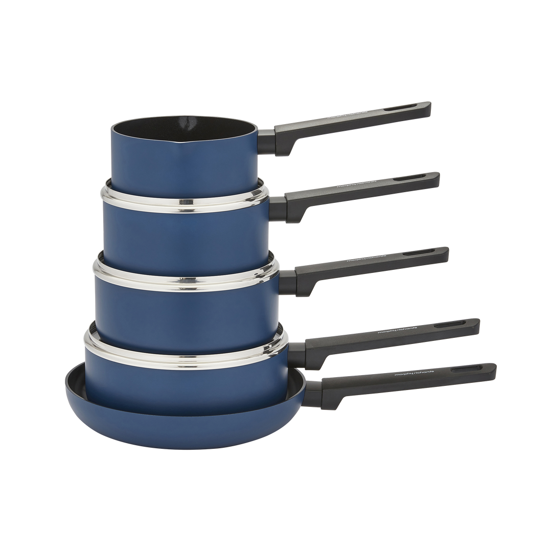 5 Piece Recycled Aluminium Saucepan Set - Blue