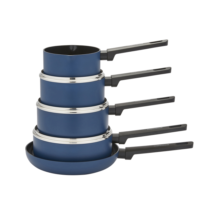 5 Piece Recycled Aluminium Saucepan Set - Blue