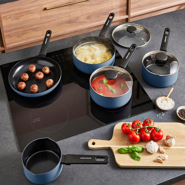 5 Piece Recycled Aluminium Saucepan Set - Blue