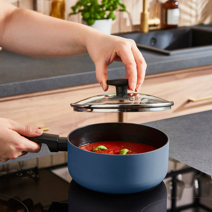 5 Piece Recycled Aluminium Saucepan Set - Blue