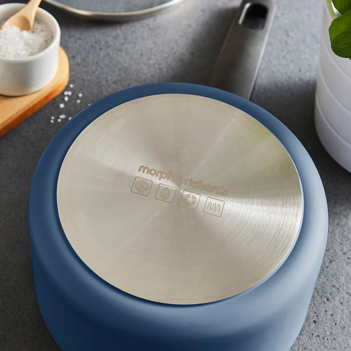 5 Piece Recycled Aluminium Saucepan Set - Blue