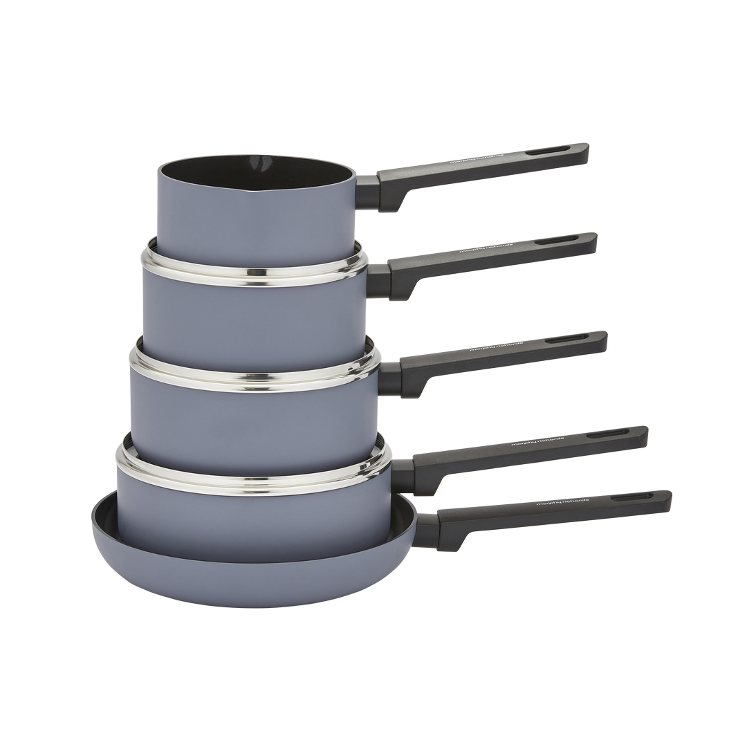 5 Piece Recycled Aluminium Saucepan Set - Grey
