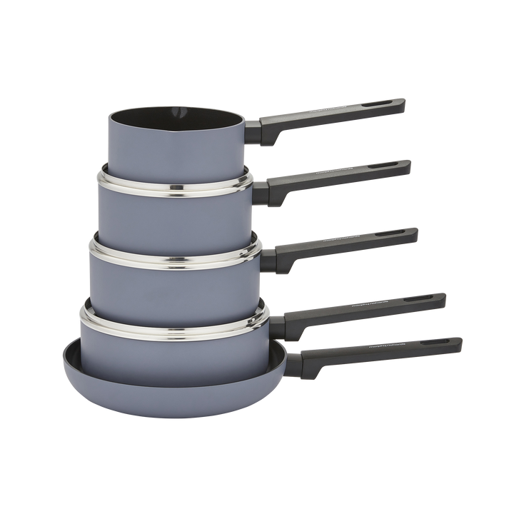5 Piece Recycled Aluminium Saucepan Set - Grey