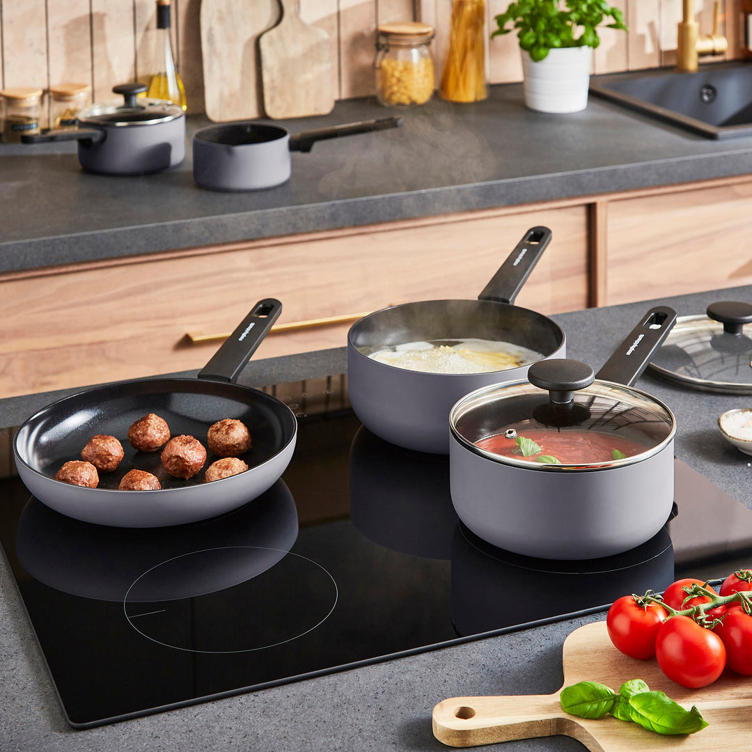 5 Piece Recycled Aluminium Saucepan Set - Grey