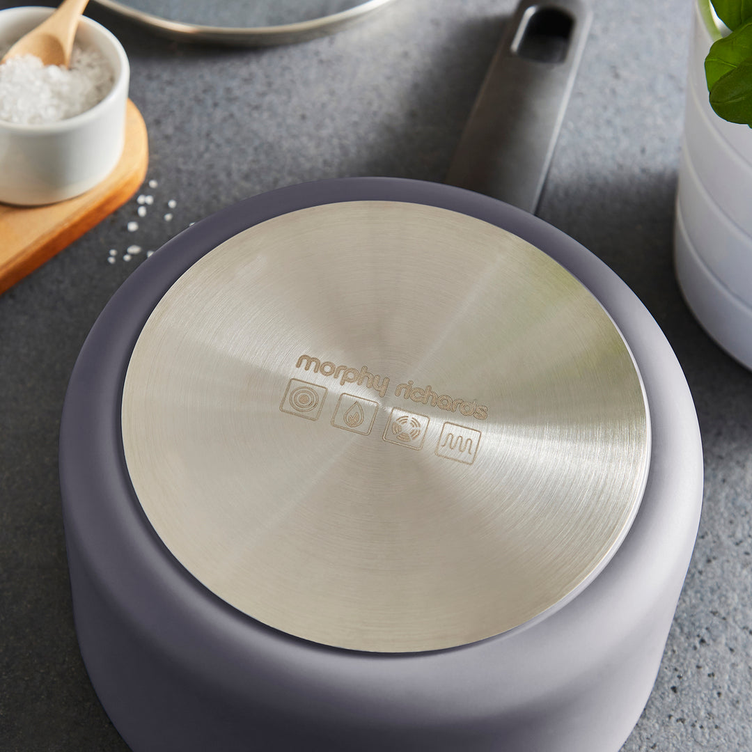 5 Piece Recycled Aluminium Saucepan Set - Grey