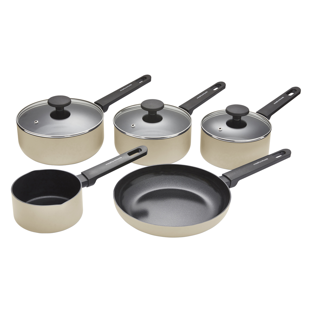 5 Piece Recycled Aluminium Saucepan Set - Cream