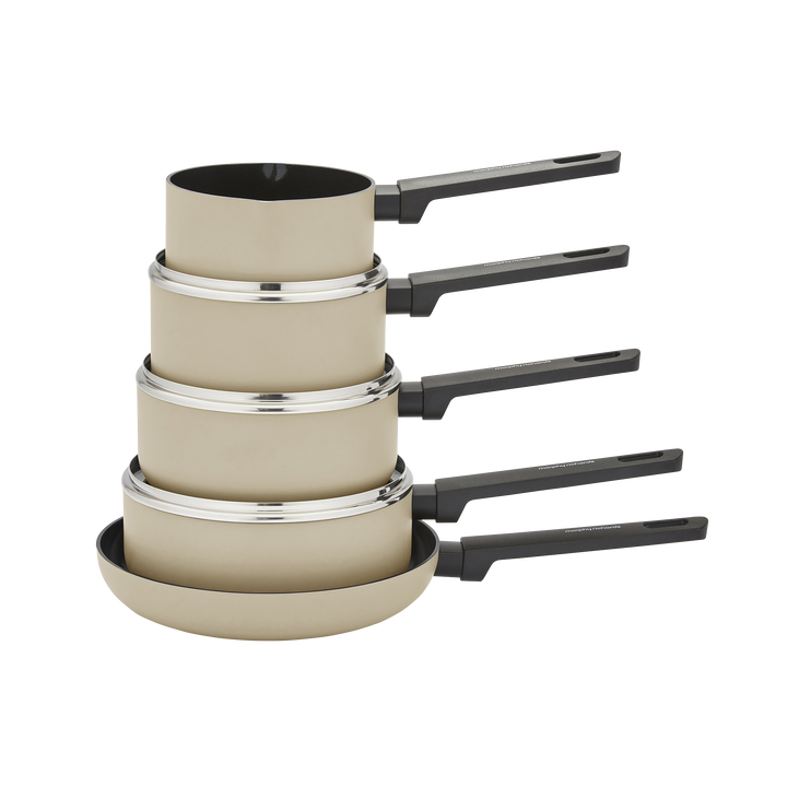 5 Piece Recycled Aluminium Saucepan Set - Cream