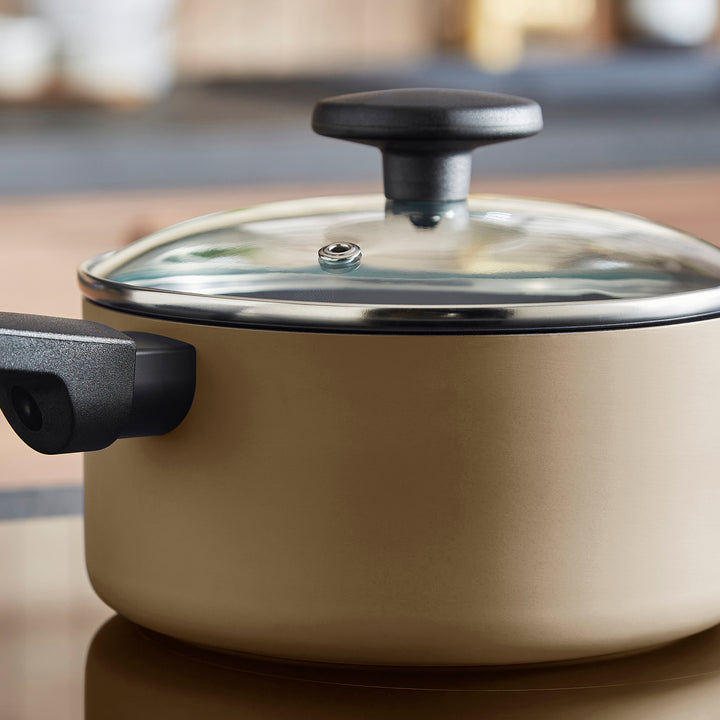 5 Piece Recycled Aluminium Saucepan Set - Cream