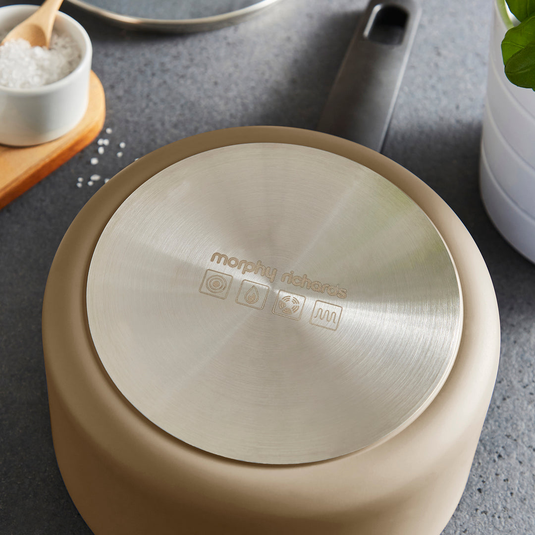 5 Piece Recycled Aluminium Saucepan Set - Cream