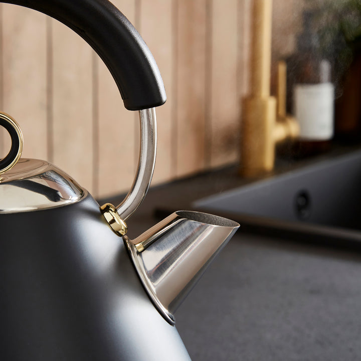 Accents Gold Pyramid Kettle - Black