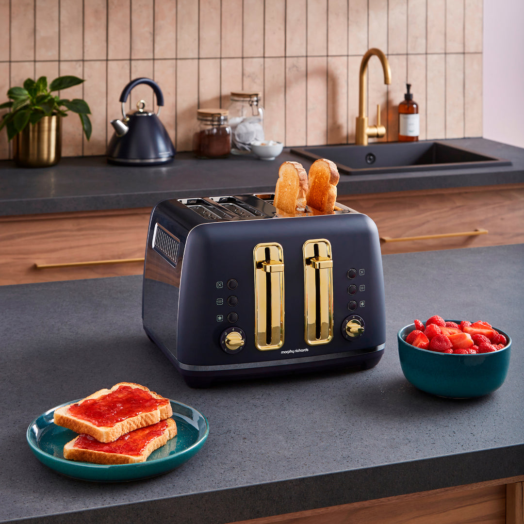 Accents Gold 4-Slice Toaster Navy