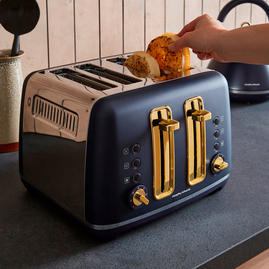 Accents Gold 4-Slice Toaster Navy