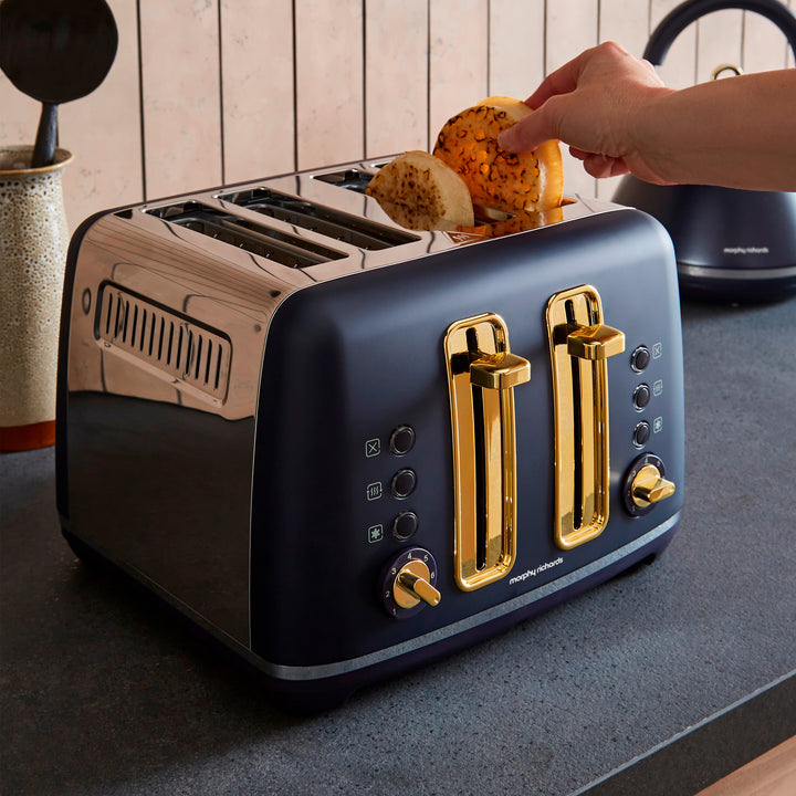 Accents Gold 4-Slice Toaster Navy