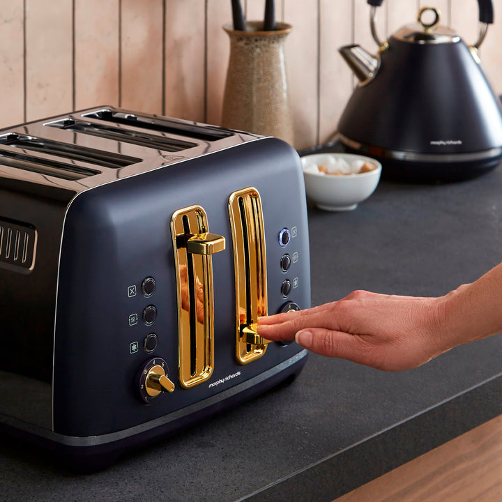 Accents Gold 4-Slice Toaster Navy