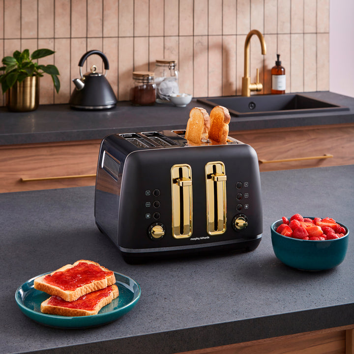 Accents Gold Black Kettle and Toaster Set