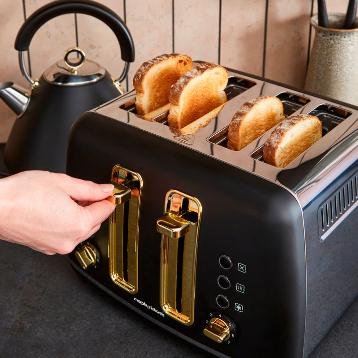 Accents Gold Black Kettle and Toaster Set