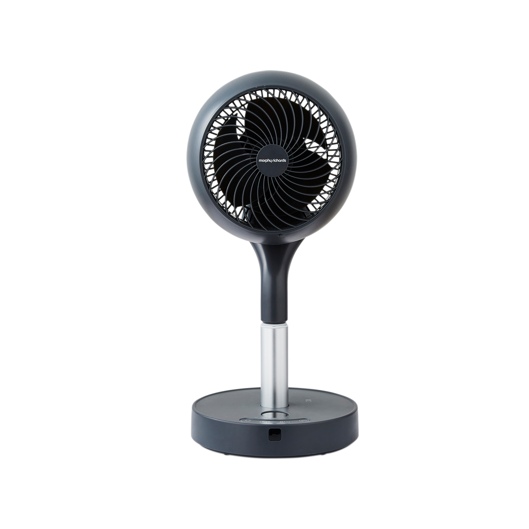 Black portable fan on a white background