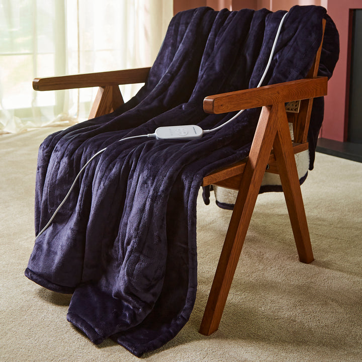 EverCosy Small Fleece Electric Heated Throw - Navy