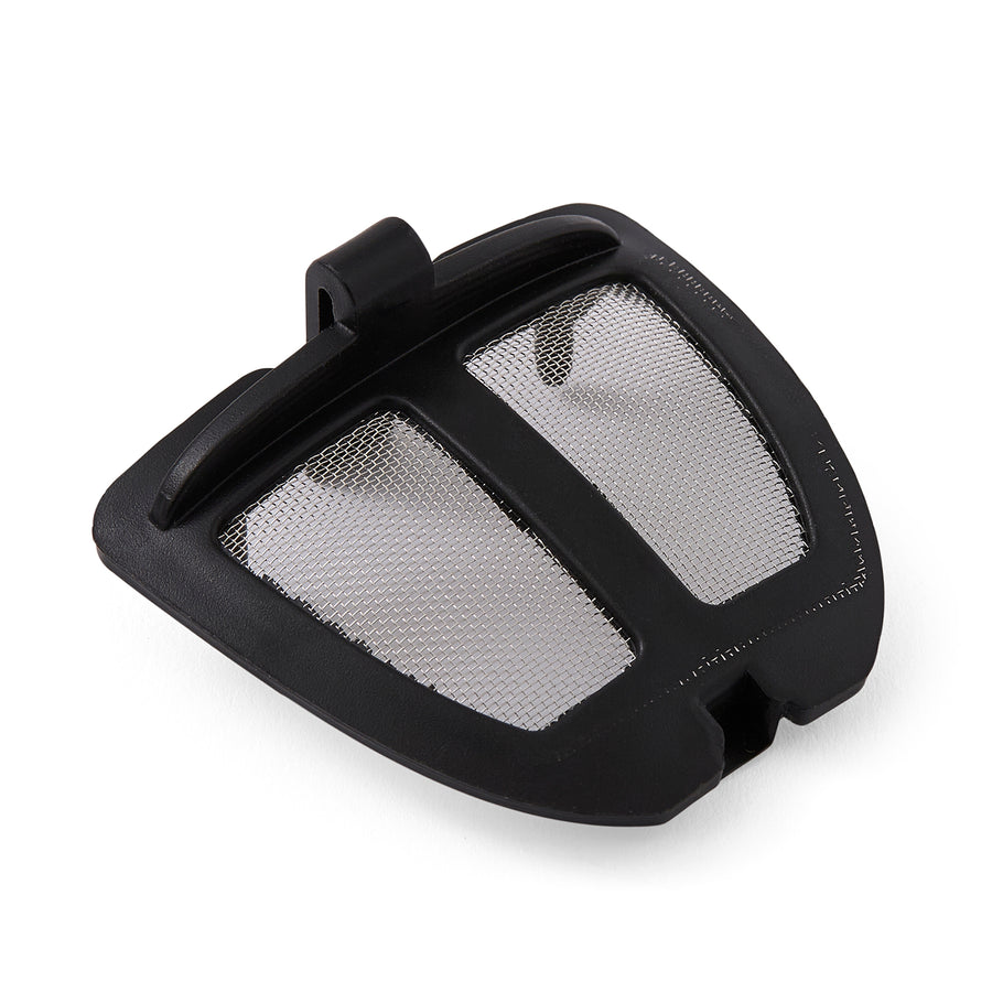 Black mesh filter on a white background
