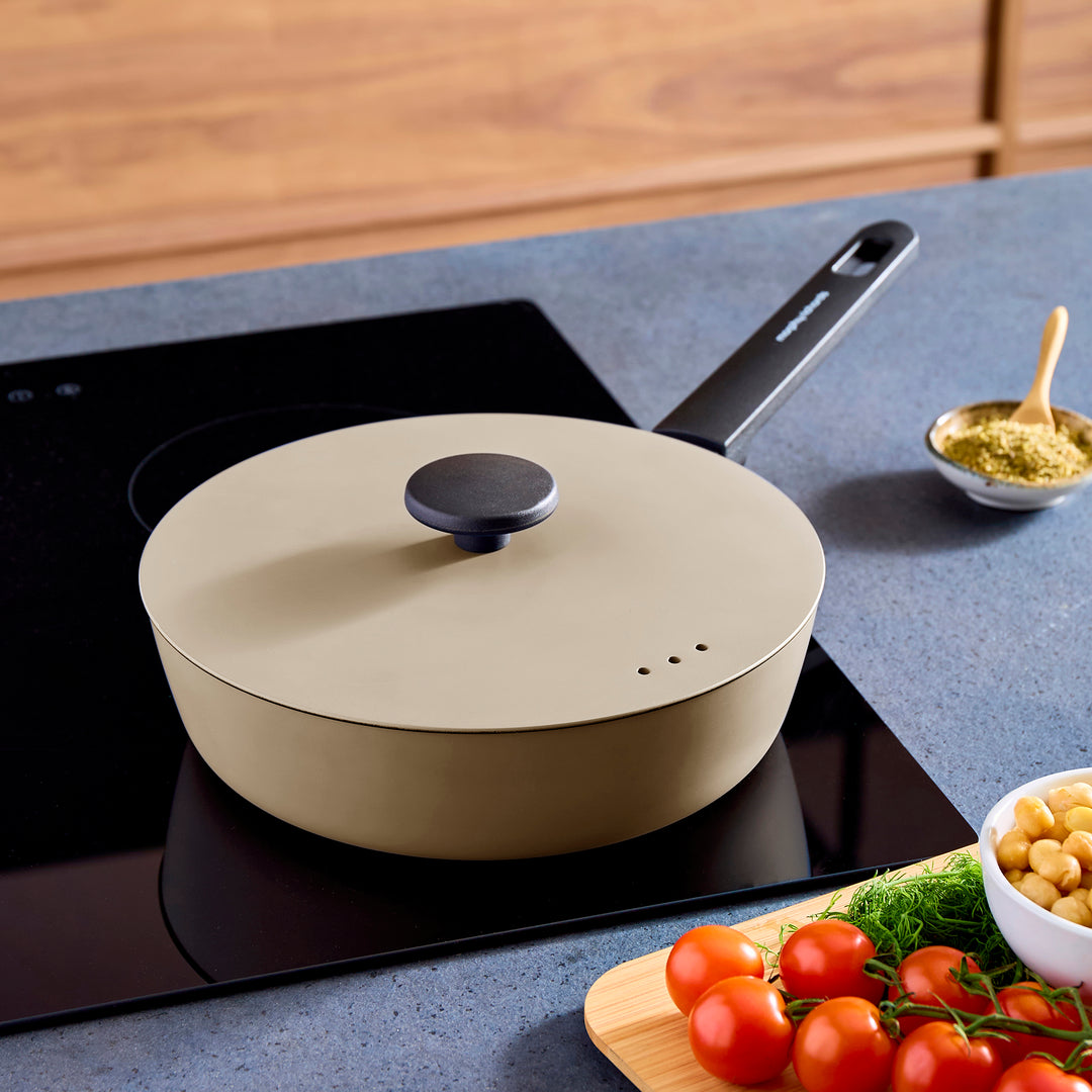 24cm Forged Aluminium Saute Pan - Cream