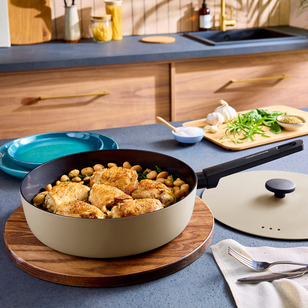 28cm Forged Aluminium Saute Pan - Cream