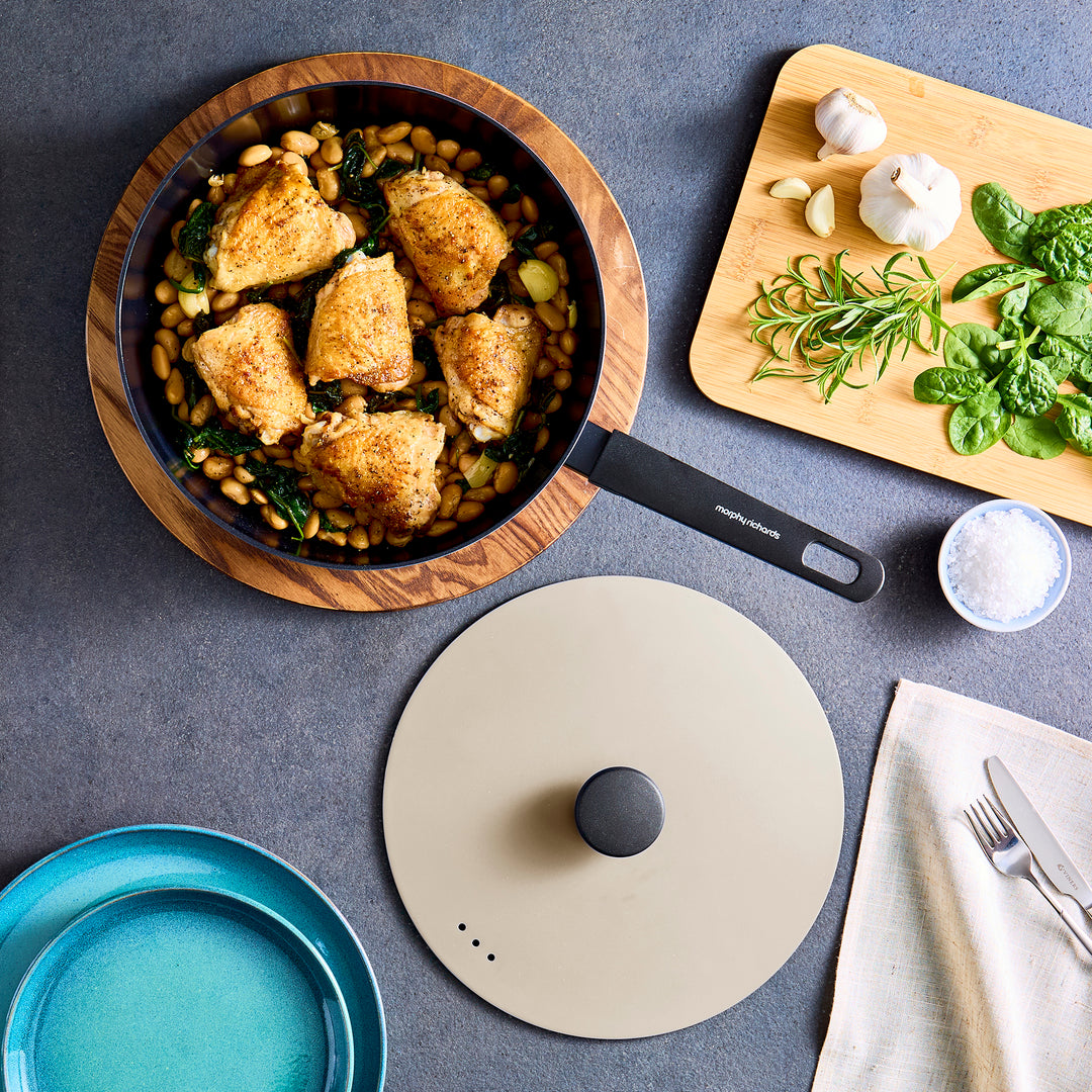 28cm Forged Aluminium Saute Pan - Cream