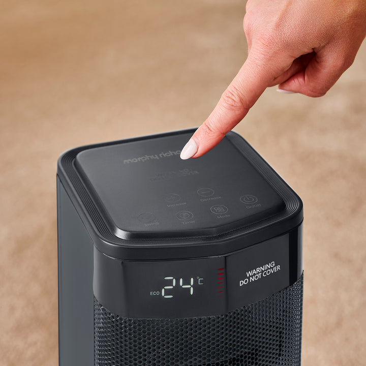 HeatFlux 2kw Digital Ceramic Tower Fan Heater with Remote Control - Grey