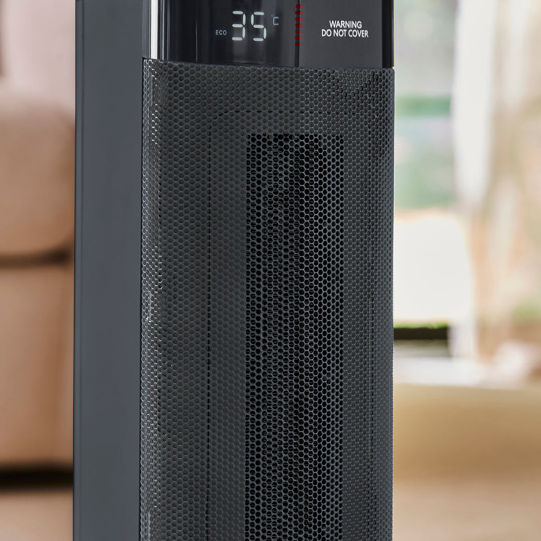 HeatFlux 2kw Digital Ceramic Tower Fan Heater with Remote Control - Grey