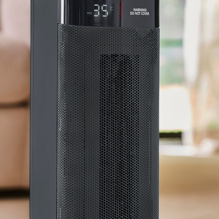 HeatFlux 2kw Digital Ceramic Tower Fan Heater with Remote Control - Grey
