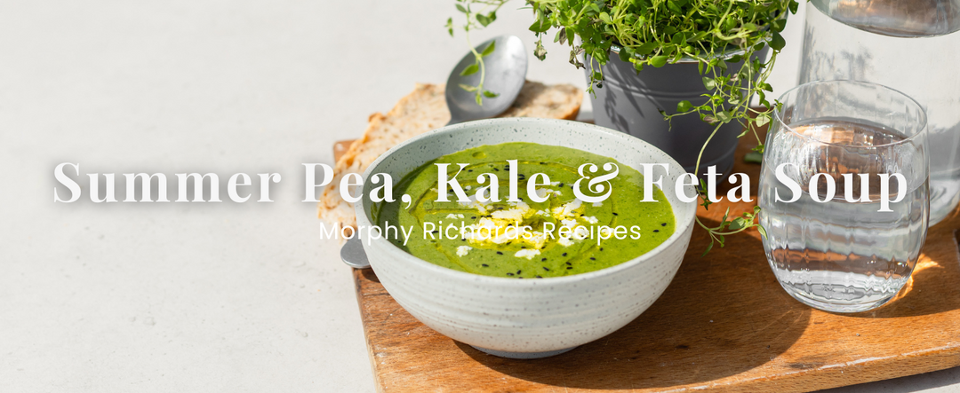 Summer Pea, Kale and Feta Soup