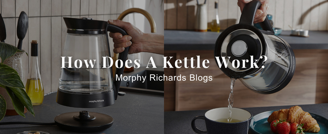 glass kettle pouring water into a mug