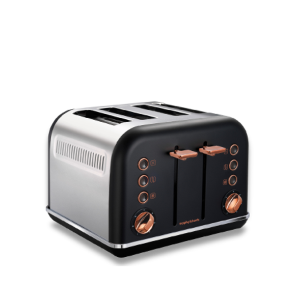 Accents Rose Gold 4-Slice Toaster Black