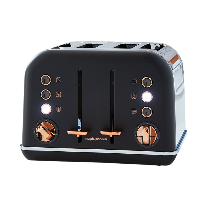 Accents Rose Gold 4-Slice Toaster Black