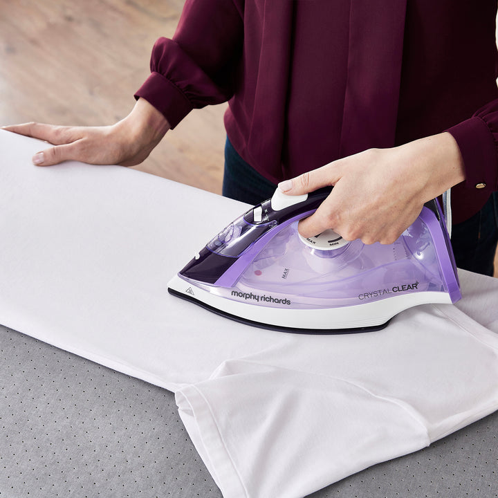 Morphy Richards Crystal Clear 2400W Steam Iron Purple SKU: 300301 lifestyle being used 2
